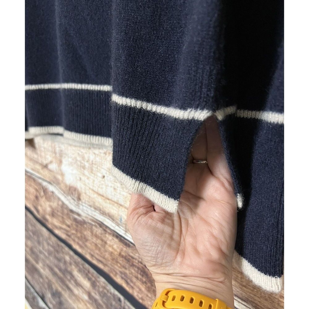 Vineyard Vines Lofty CASHMERE Crewneck Sweater Deep Bay Navy Slits S $248 - Picture 5 of 7